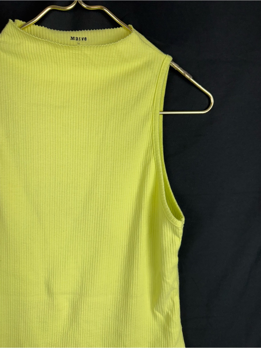 MAEVE ANTHROPOLOGIE Tank Top Women's M Ribbed Pullover Sleeveless Neon Yellow - Picture 3 of 6